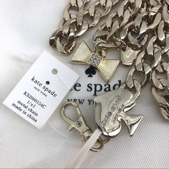 Kate Spade Gold Pave Crystal Bow Chain Belt | New With Tags main image 2